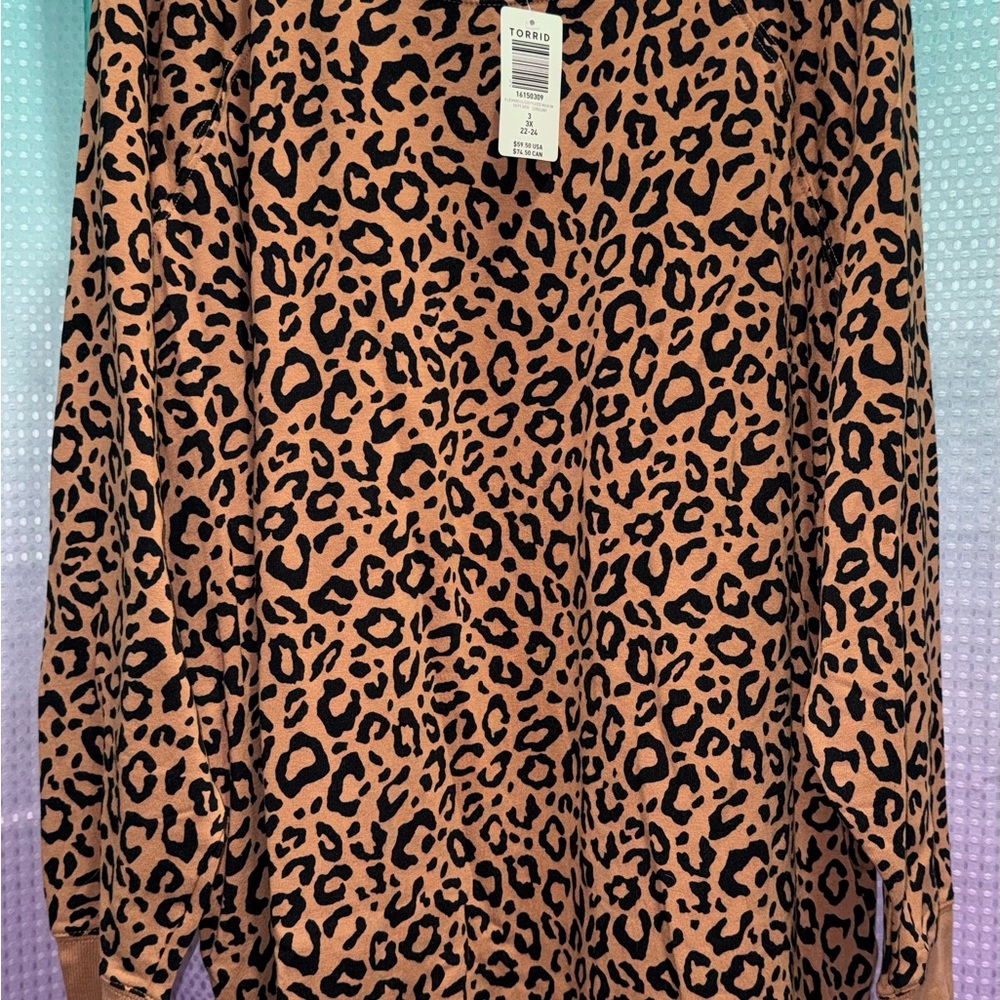 NWT Torrid 3X Leopard Print Crew Neck Sweatshirt
